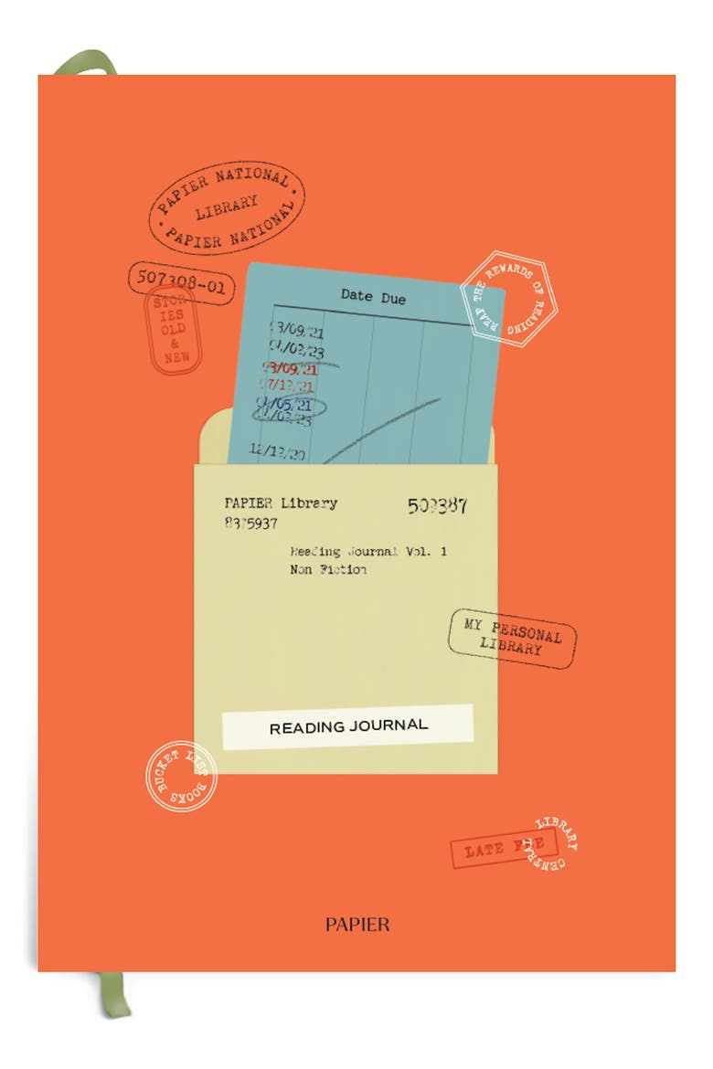 Library Card Reading Journal, Main, color, MEDIUM ORANGE