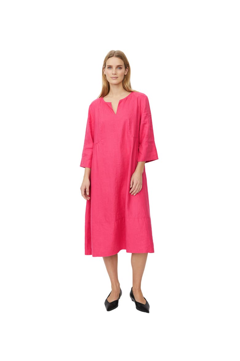 MaNasya Linen Tunic Midi Dress, Main, color, Carmine