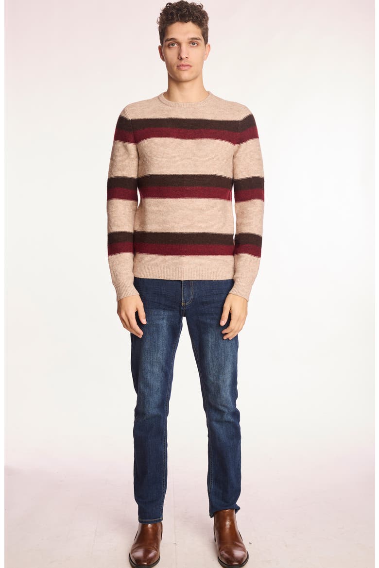 Stripe Crewneck Sweater, Alternate, color, CHERRY COFFEE STRIPE