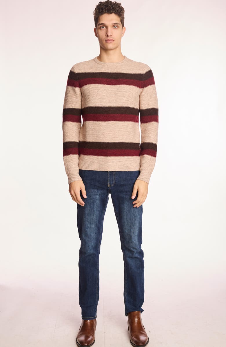 PAISLEY & GRAY Stripe Crewneck Sweater, Alternate, color, Cherry Coffee Stripe