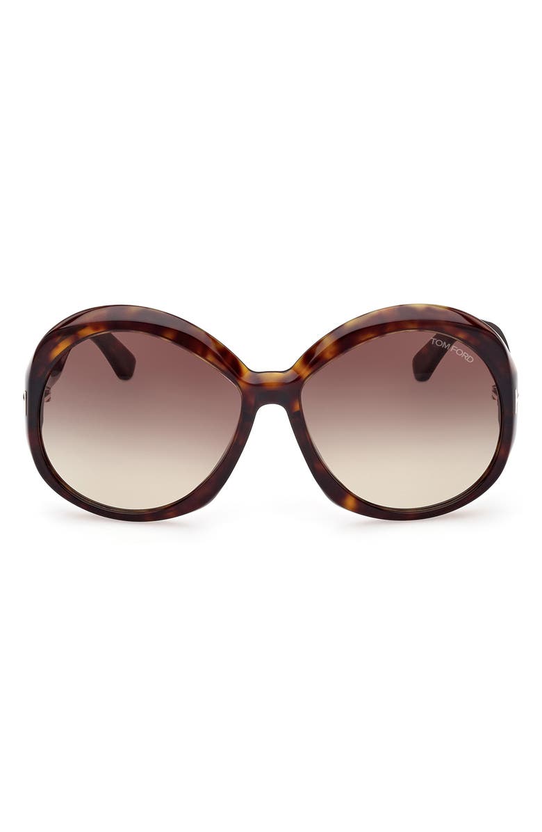 TOM FORD 62mm Gradient Oversize Round Sunglasses, Main, color, Dark Havana/ Brown Yellow