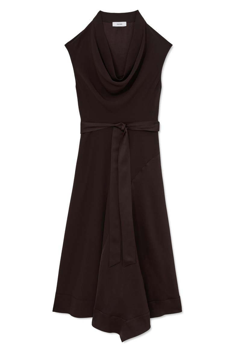 Justine Cowl Neck Asymmetrical Midi Dress, Alternate, color, GRAPE BURGUNDY