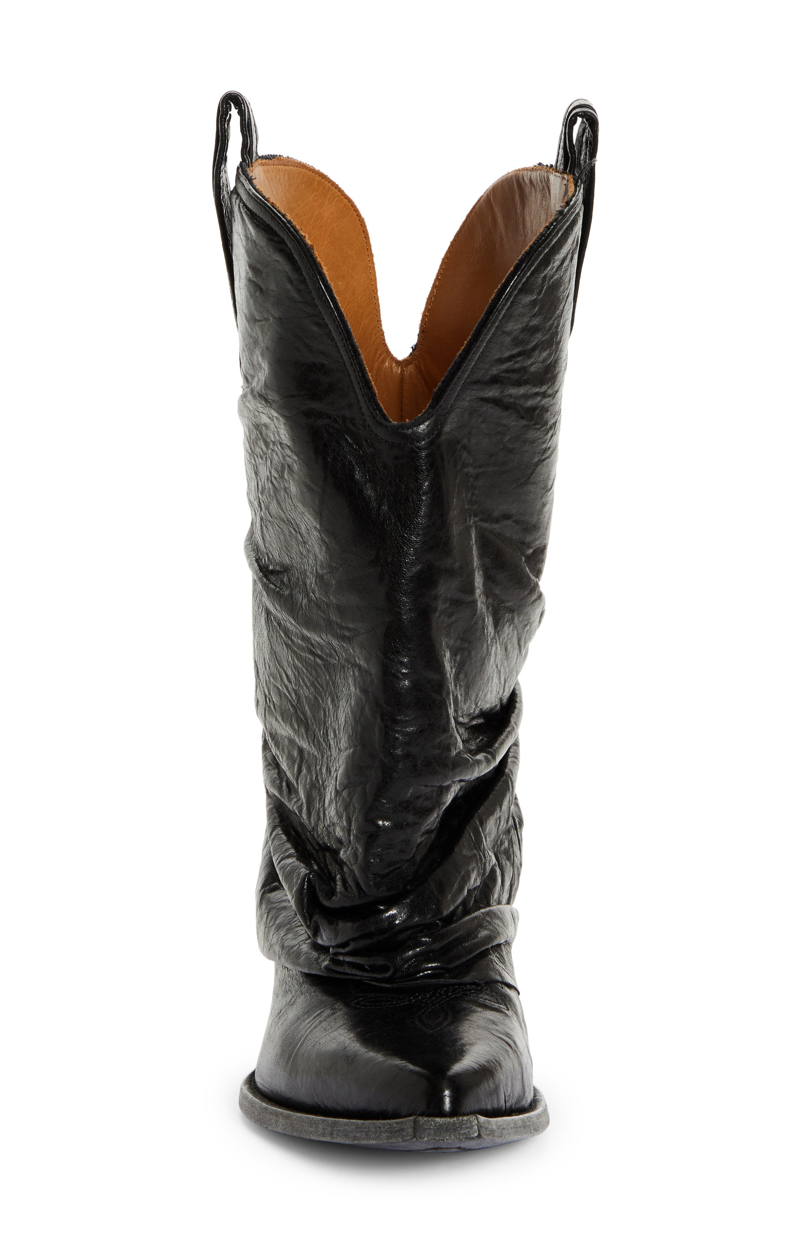Chunky Sleeve Cowboy Boot, Alternate, color, SHINY BLACK
