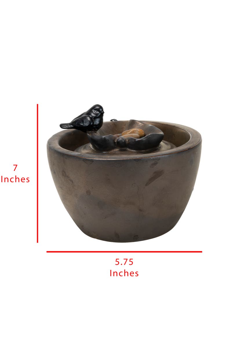 Foreside Home and Garden Bronze Bird on Leaf Indoor Water Fountain With Pump, Alternate, color, Brown