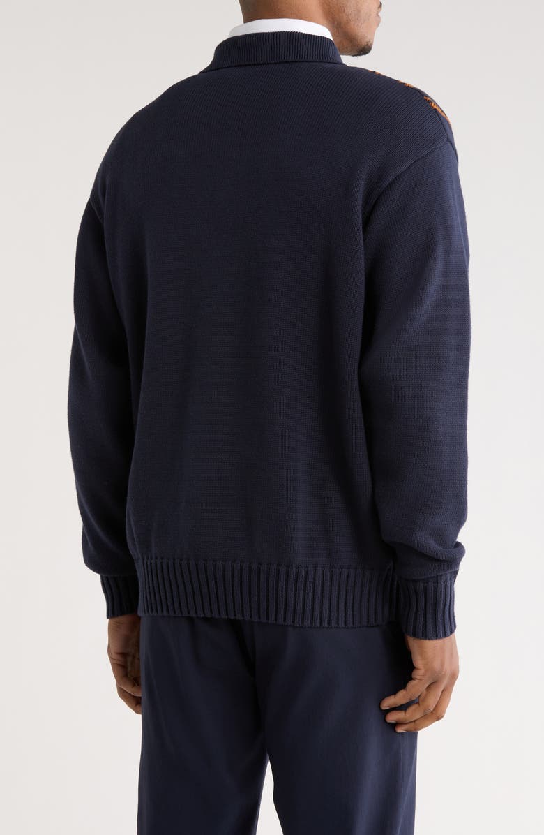 Malbon Golf Links Cotton Quarter Zip Polo Sweater, Alternate, color, Navy