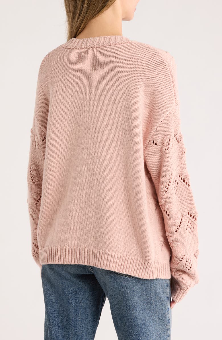 Caslon<sup>®</sup> V-Neck Bubble Stitch Cardigan, Alternate, color, Pink Smoke