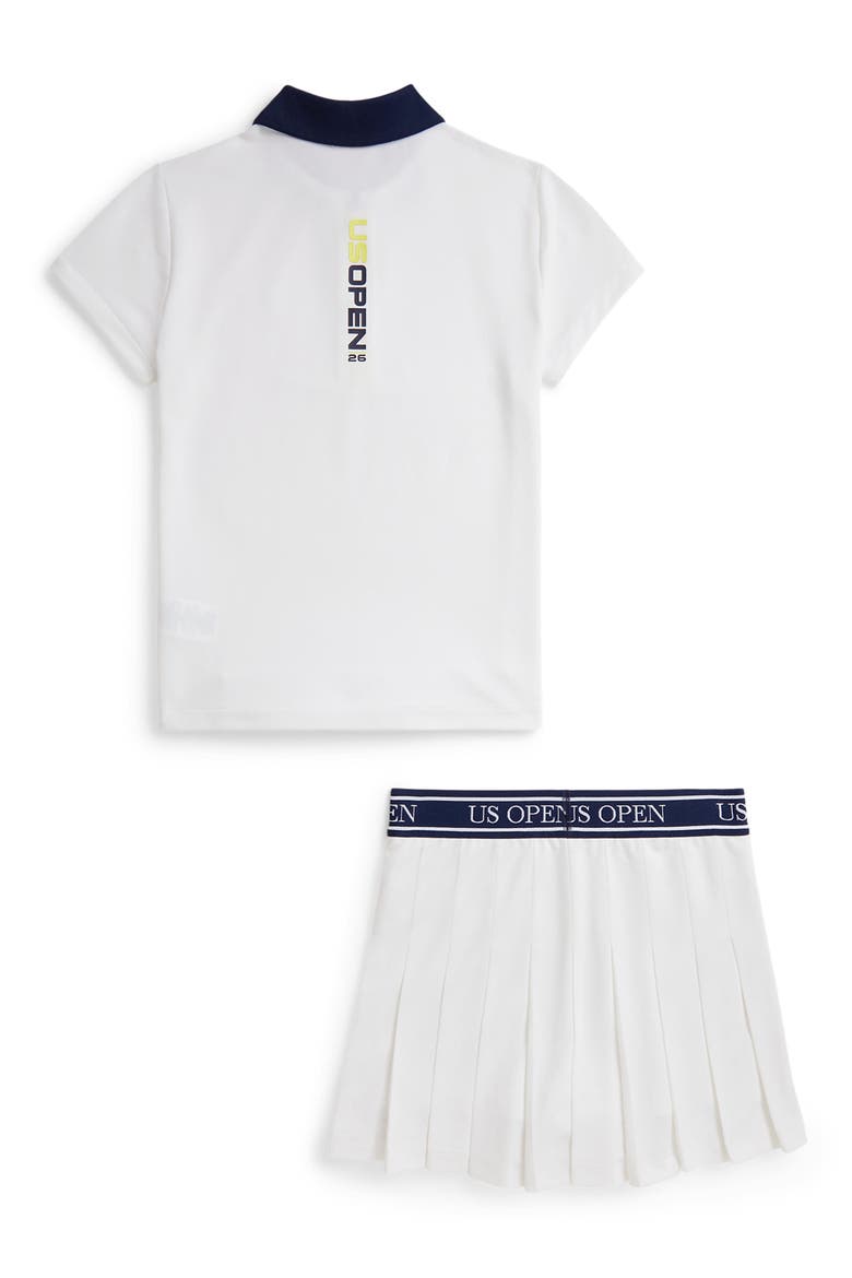 Kids' Tech Half Zip Piqué Polo & Tennis Skort Set, Alternate, color, CERAMIC WHITE
