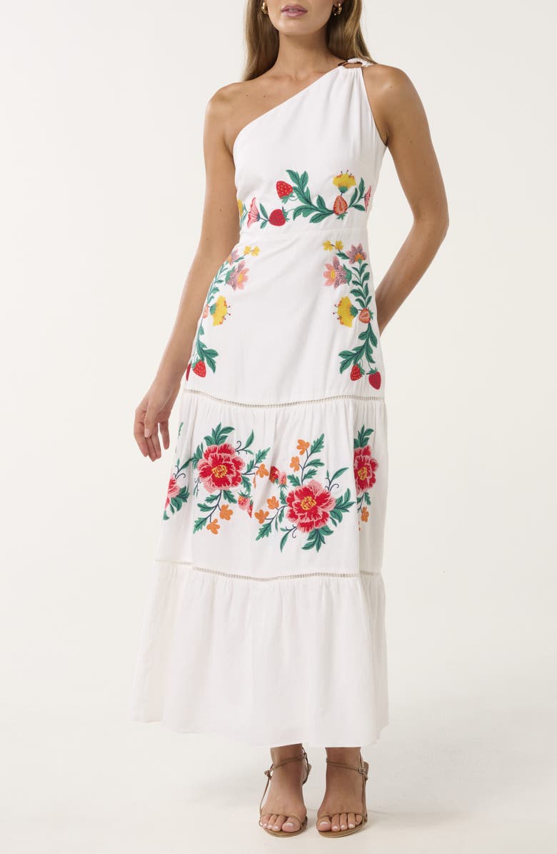 Ever New Ollie One Shoulder Floral Embroidery Dress, Main, color, Livia Floral