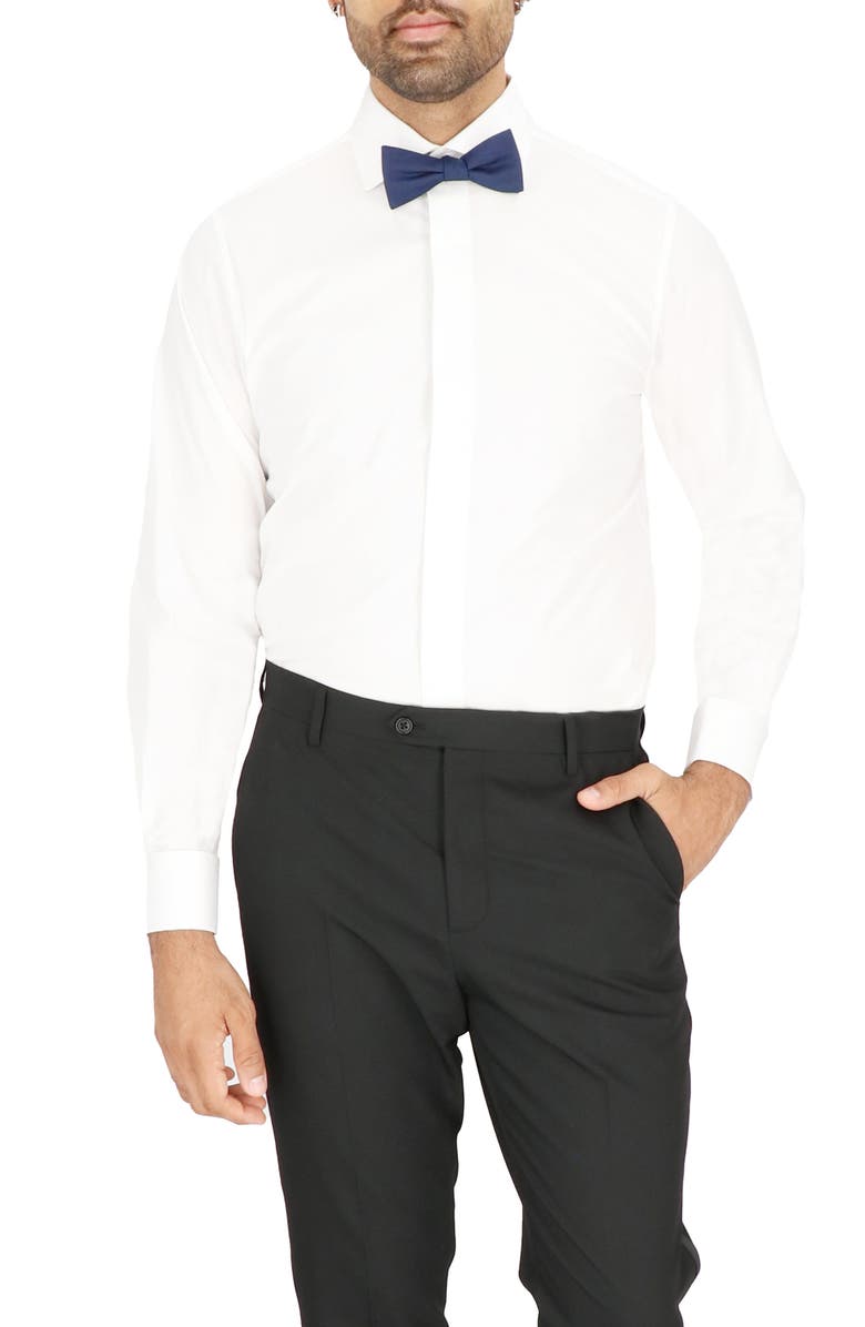 Scotch & Soda Modern Fit Tuxedo Shirt, Main, color, White