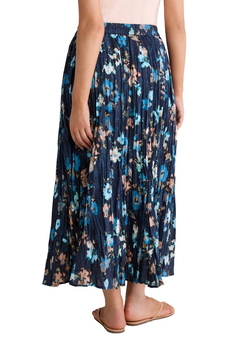 Floral Cotton Crinkle Midi Skirt, Alternate, color, INDIGO MULTI