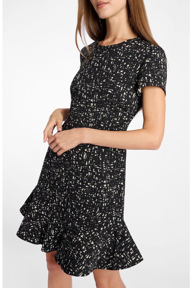 Moira A-Line Sheath Dress in Stretch Jacquard, Alternate, color, Evergreen Multi