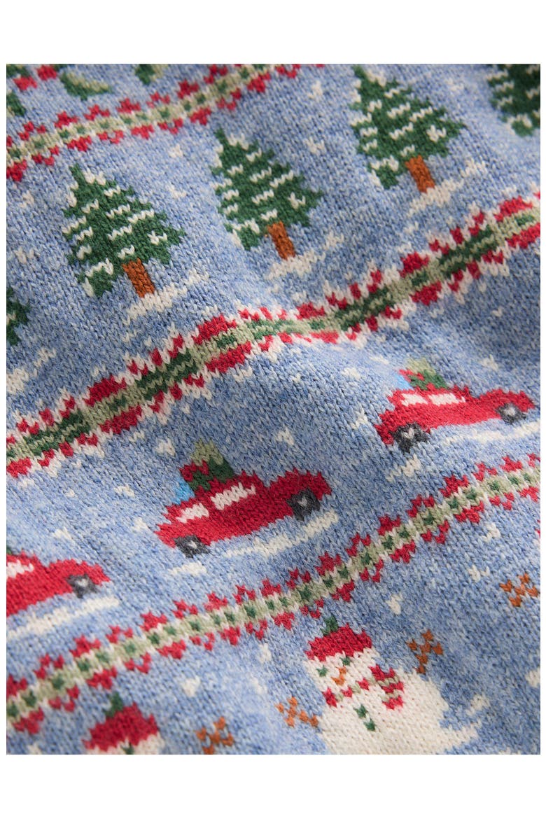 Kids' Fair Isle Sweater, Alternate, color, GLACIER BLUE CHRISTMAS CARS