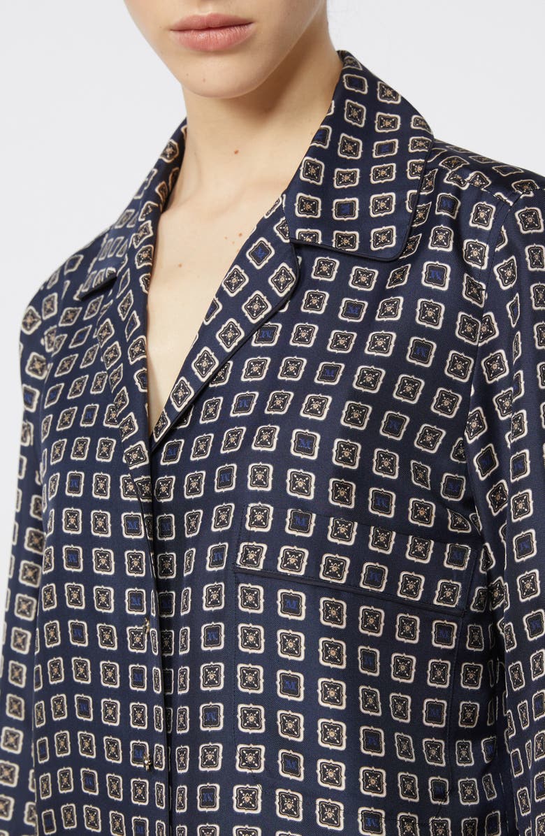 Max Mara Disco Monogram Paisley Pajama Shirt, Alternate, color, Ultramarine