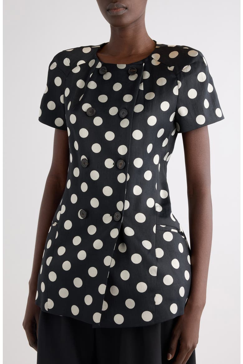 Polka Dot Washed Mousseline Jacket, Alternate, color, BLACK