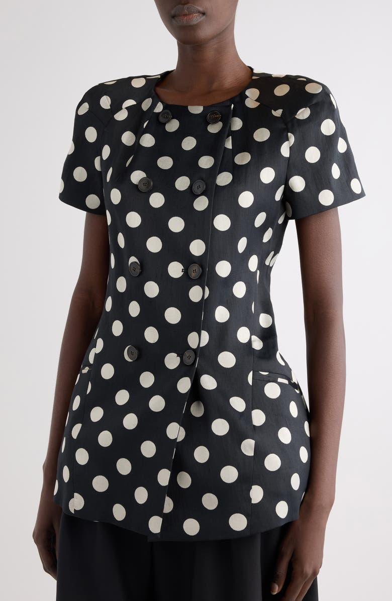 Dries Van Noten Polka Dot Washed Mousseline Jacket, Alternate, color, Black