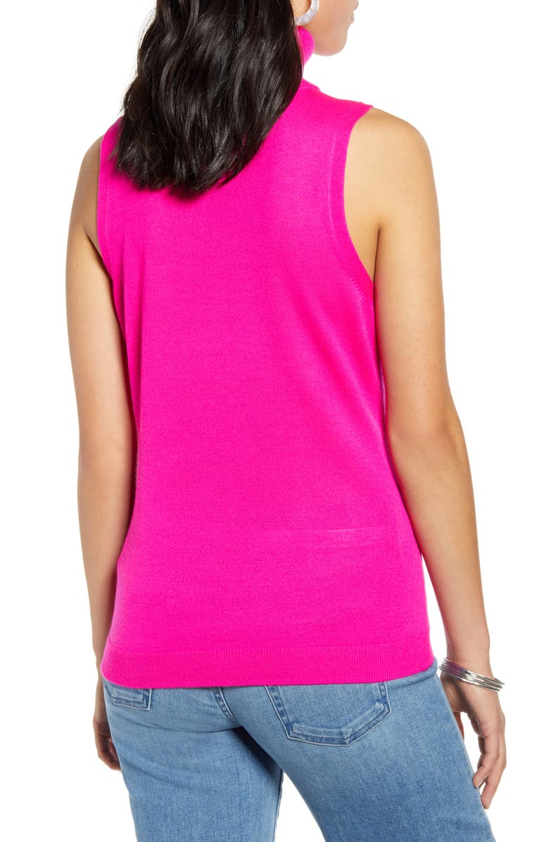 Halogen<sup>®</sup> Sleeveless Turtleneck Top, Alternate, color, Magenta Neon