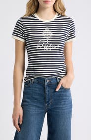 FRAME x The Ritz Paris Stripe Logo Graphic Baby Tee