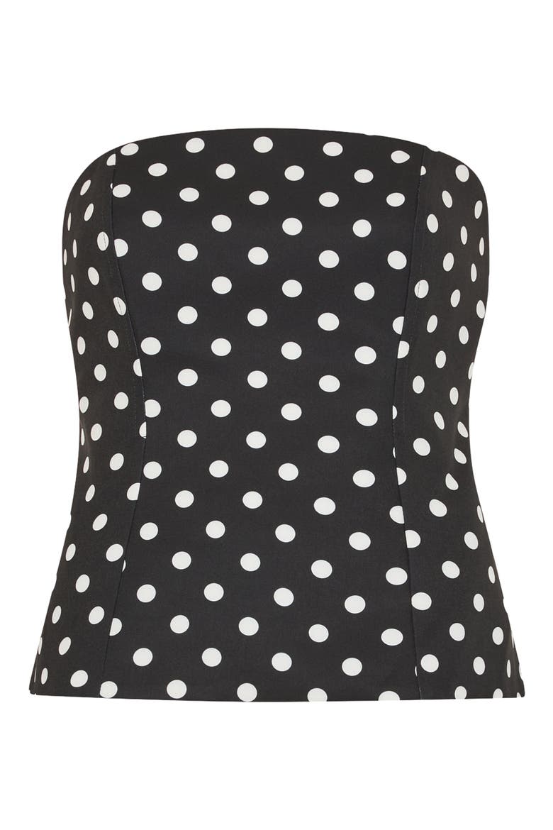 Aiden Polka Dot Strapless Top, Alternate, color, BLACK/ WHITE