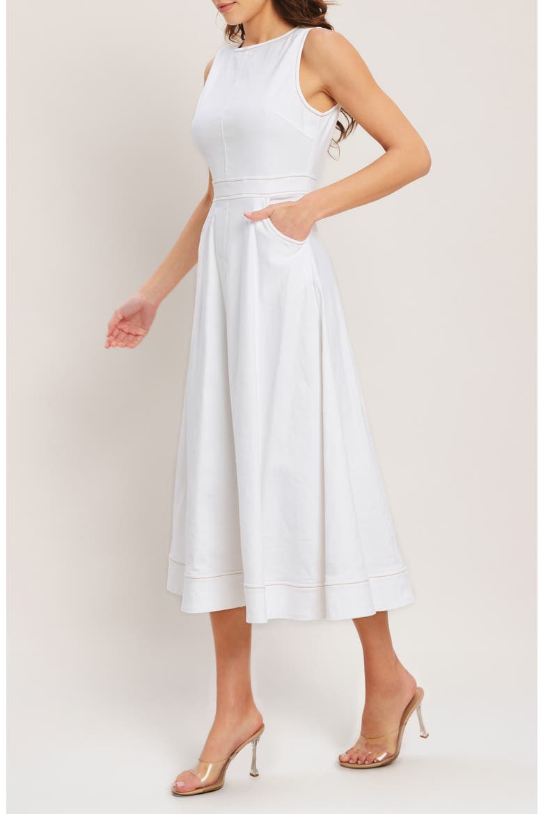 Denim Midi Dress, Alternate, color, WHITE