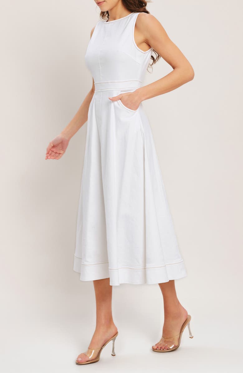 FLYING TOMATO Denim Midi Dress, Alternate, color, White