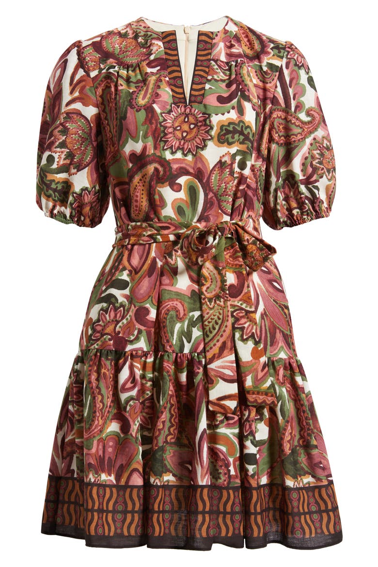 Puff Sleeve Dress, Alternate, color, MAUVE GREEN