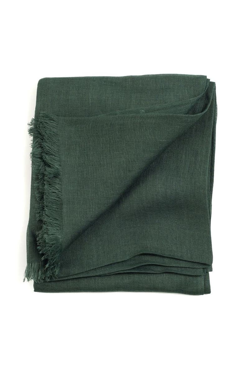 Studio Variously Coco Brown Hand Woven Linen Silk Blend Scarf, Main, color, Green/Brown
