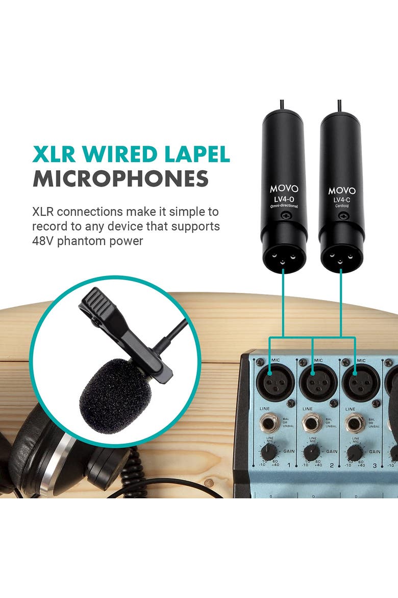 LV4-C Cardioid XLR Lavalier Microphone - Phantom Powered, Alternate, color, Black