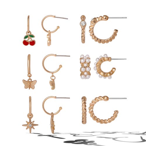 Jessica Simpson Gold Pearl Earrings Set In Multi