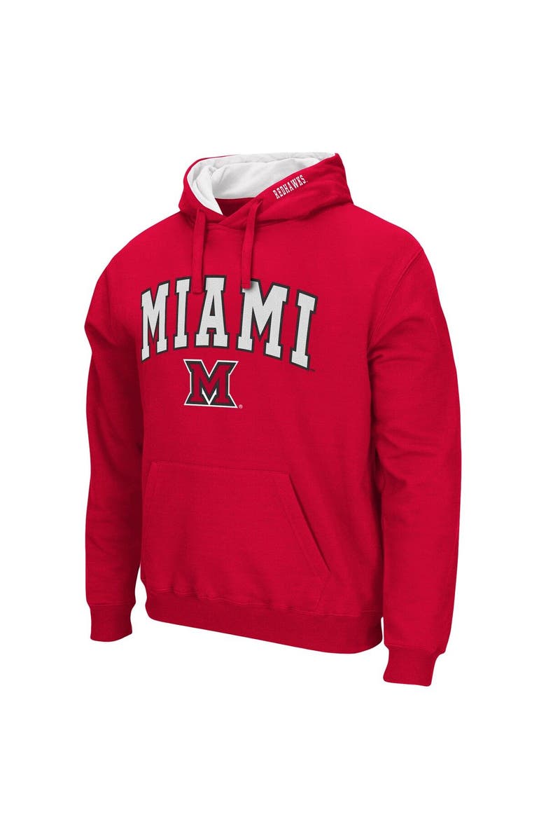 COLOSSEUM Men's Colosseum Red Miami University RedHawks Arch and Logo Pullover Hoodie, Alternate, color, Red