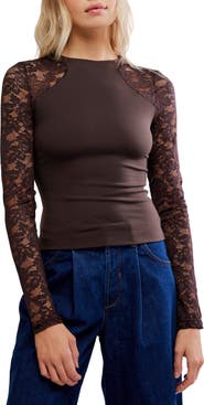 Free People No Excuses Lace Sleeve Top