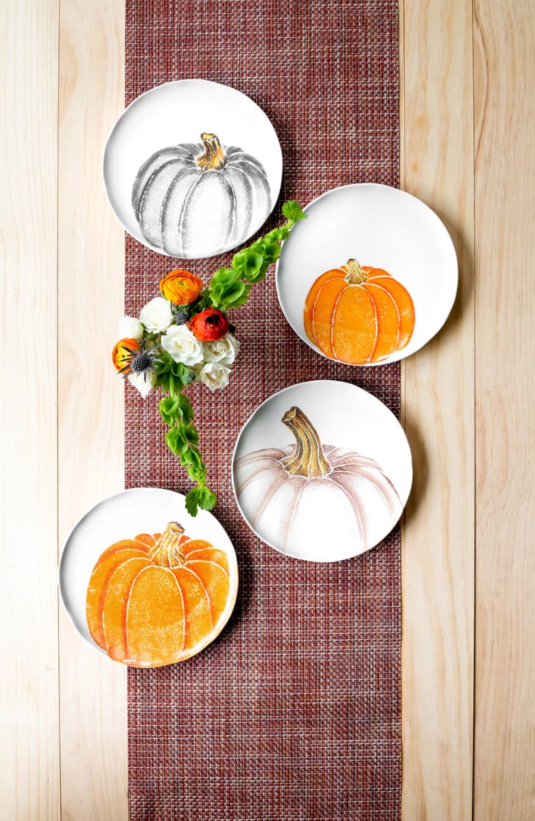 VIETRI Pumpkins Set of 4 Assorted Plates, Alternate, color, 