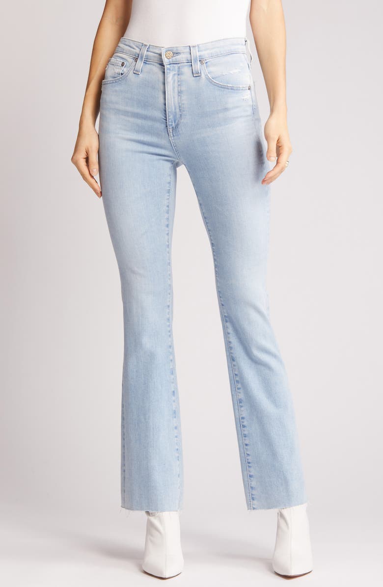 AG Farrah High Waist Fray Hem Bootcut Jeans, Alternate, color, 21 Years Coastline