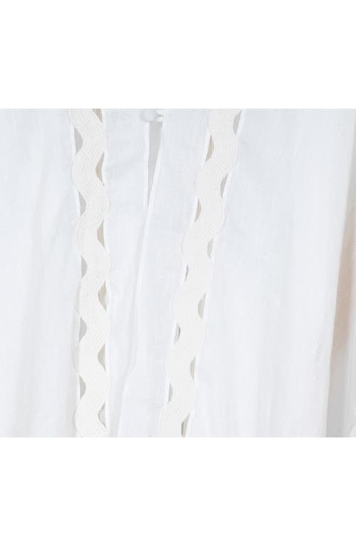 Allsaints Clarissa Logo Trim Rickrack Linen Blend Ruana In White