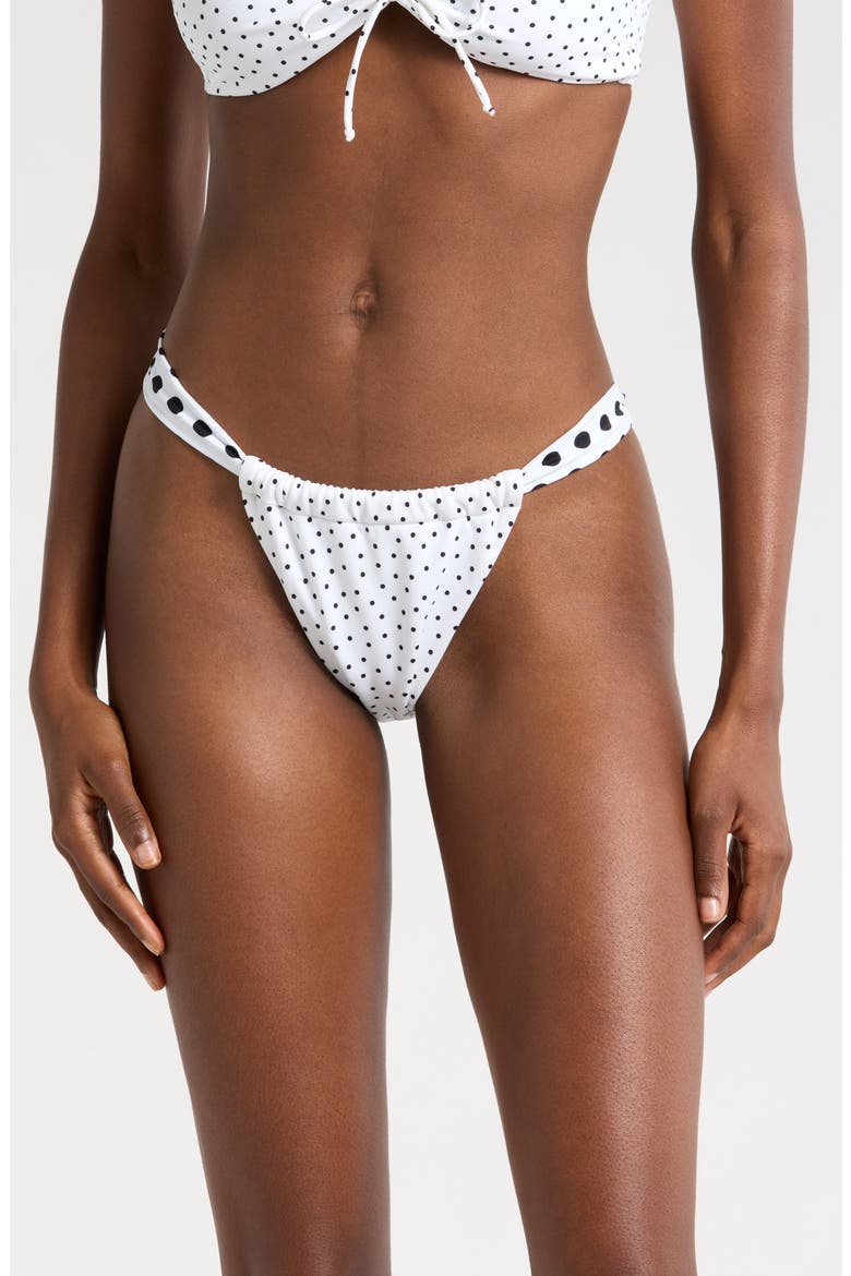 Layla Curtain Bikini Bottoms, Main, color, BLACK WHITE POLKA DOTS