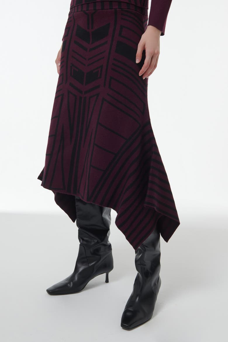 Geometric Jacquard Handkerchief Skirt, Alternate, color, Red