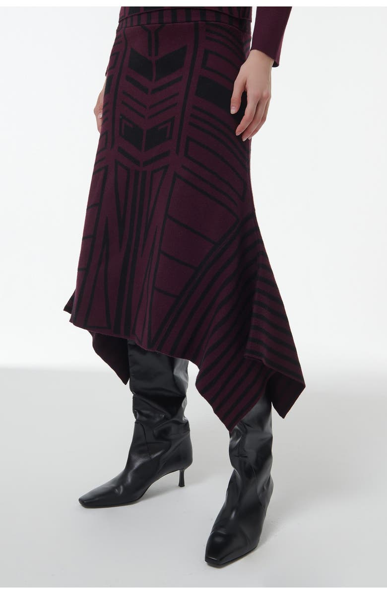 Leem Geometric Jacquard Handkerchief Skirt, Alternate, color, Red