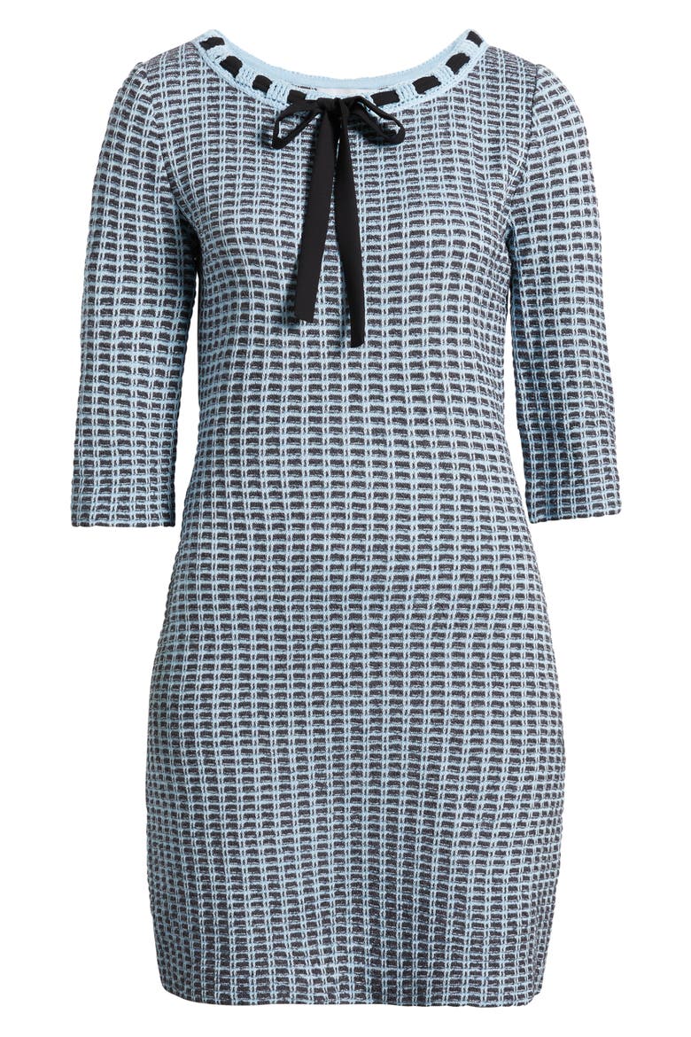 Bow Textured Knit Sweater Dress, Alternate, color, DAWN/ GRANITE/ BLACK