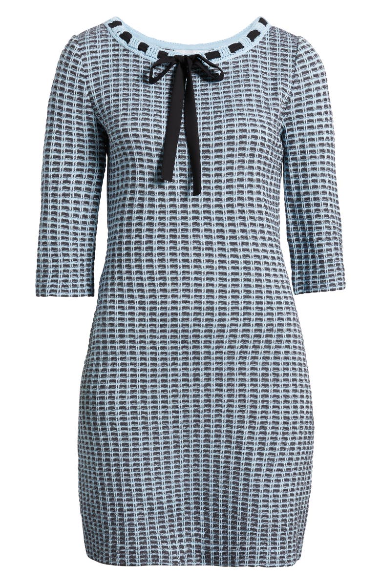 Ming Wang Bow Textured Knit Sweater Dress, Alternate, color, Dawn/ Granite/ Black