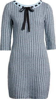 Ming Wang Bow Textured Knit Sweater Dress