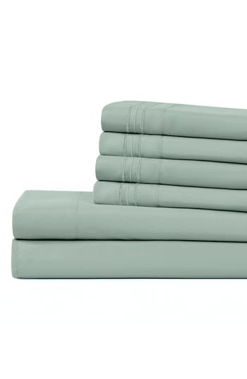 Modern Threads Solid Microfiber Deep Pocket 6-piece Sheet Set In Aloe