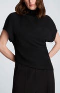 Kenneth Cole Asymmetric Mock Neck Rib Knit Top