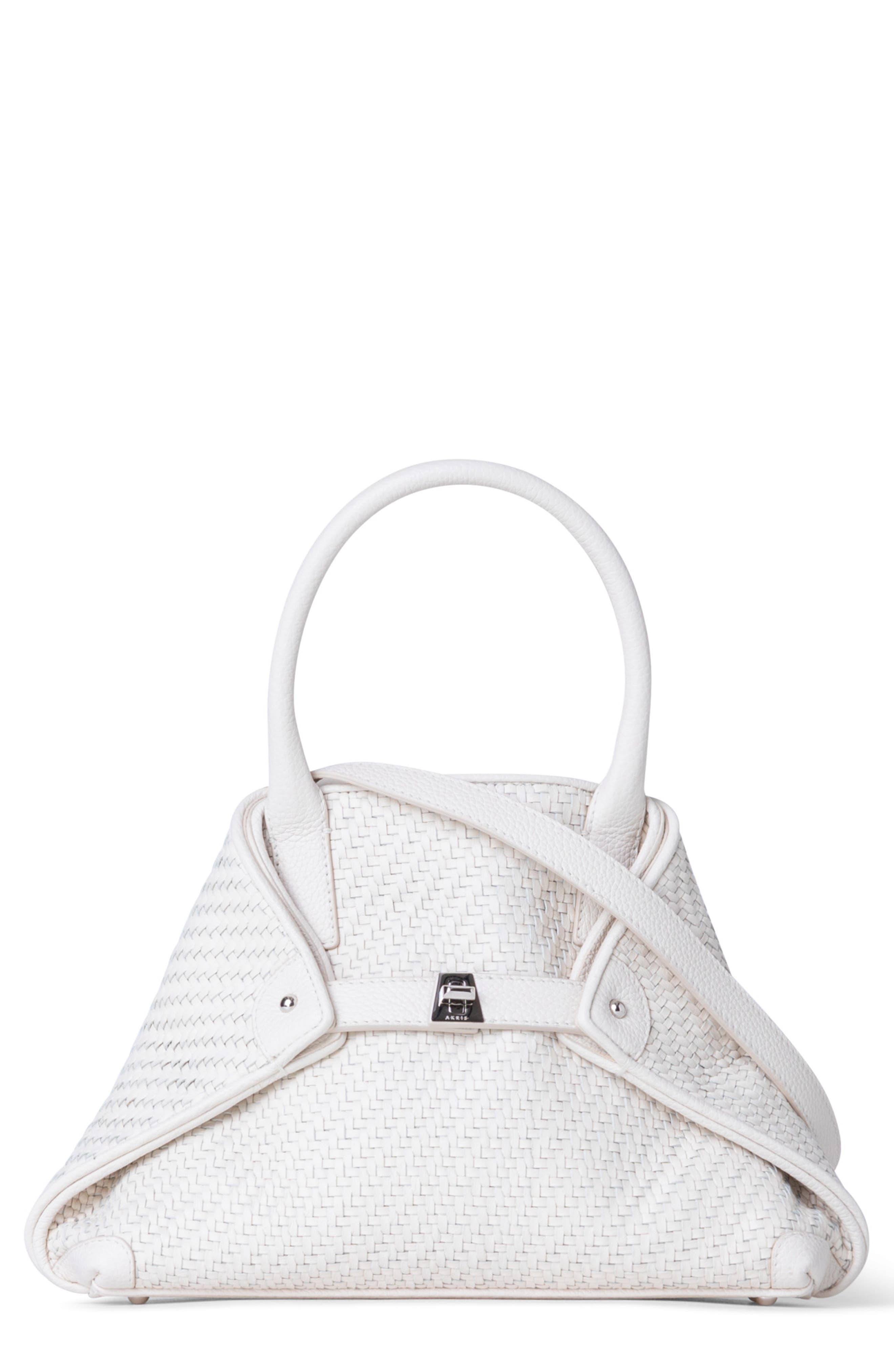 Akris Small AI Woven Leather Convertible Tote, Main, color, Ecru