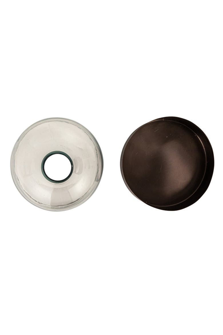 Sophisticated Glass Cloche with Metal Tray, Clear and Black Nickel, Alternate, color, Black