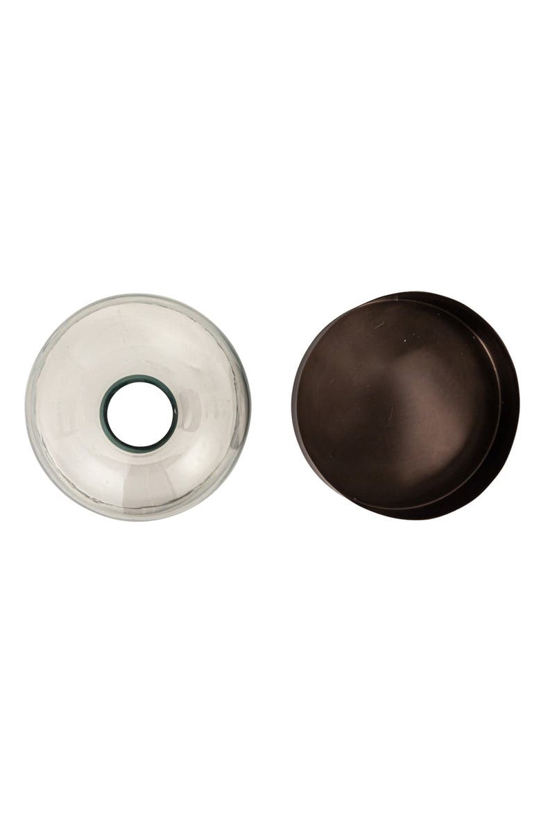 Storied Home Sophisticated Glass Cloche with Metal Tray, Clear and Black Nickel, Alternate, color, 