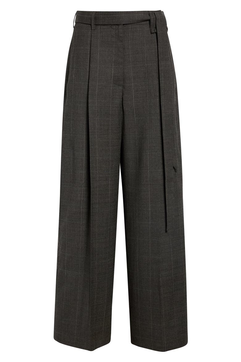 Pleated Wide Leg Stretch Virgin Wool Sash Trousers, Main, color, PEAT