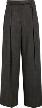 Simone Rocha Pleated Wide Leg Stretch Virgin Wool Sash Trousers
