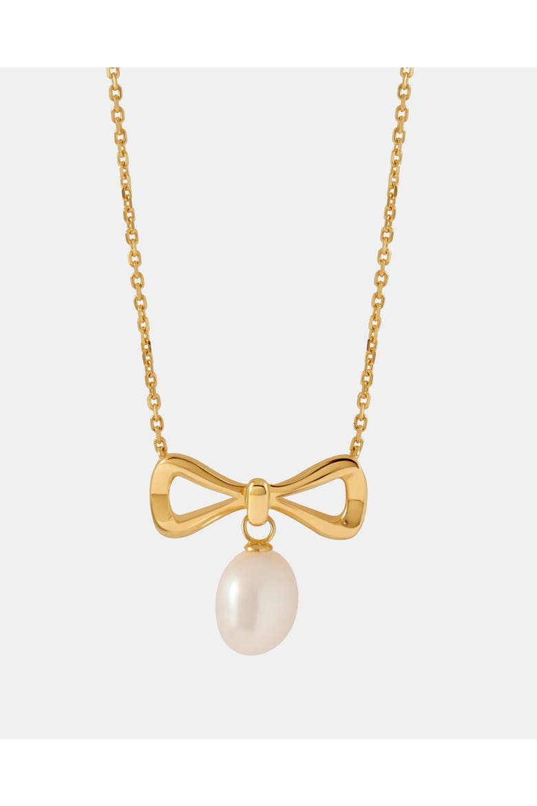 Bow Pearl Necklace, Main, color, Pearl