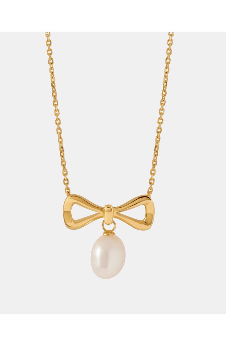 Edge of Ember Bow Pearl Necklace, Main, color, Pearl