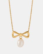 Edge of Ember Bow Pearl Necklace