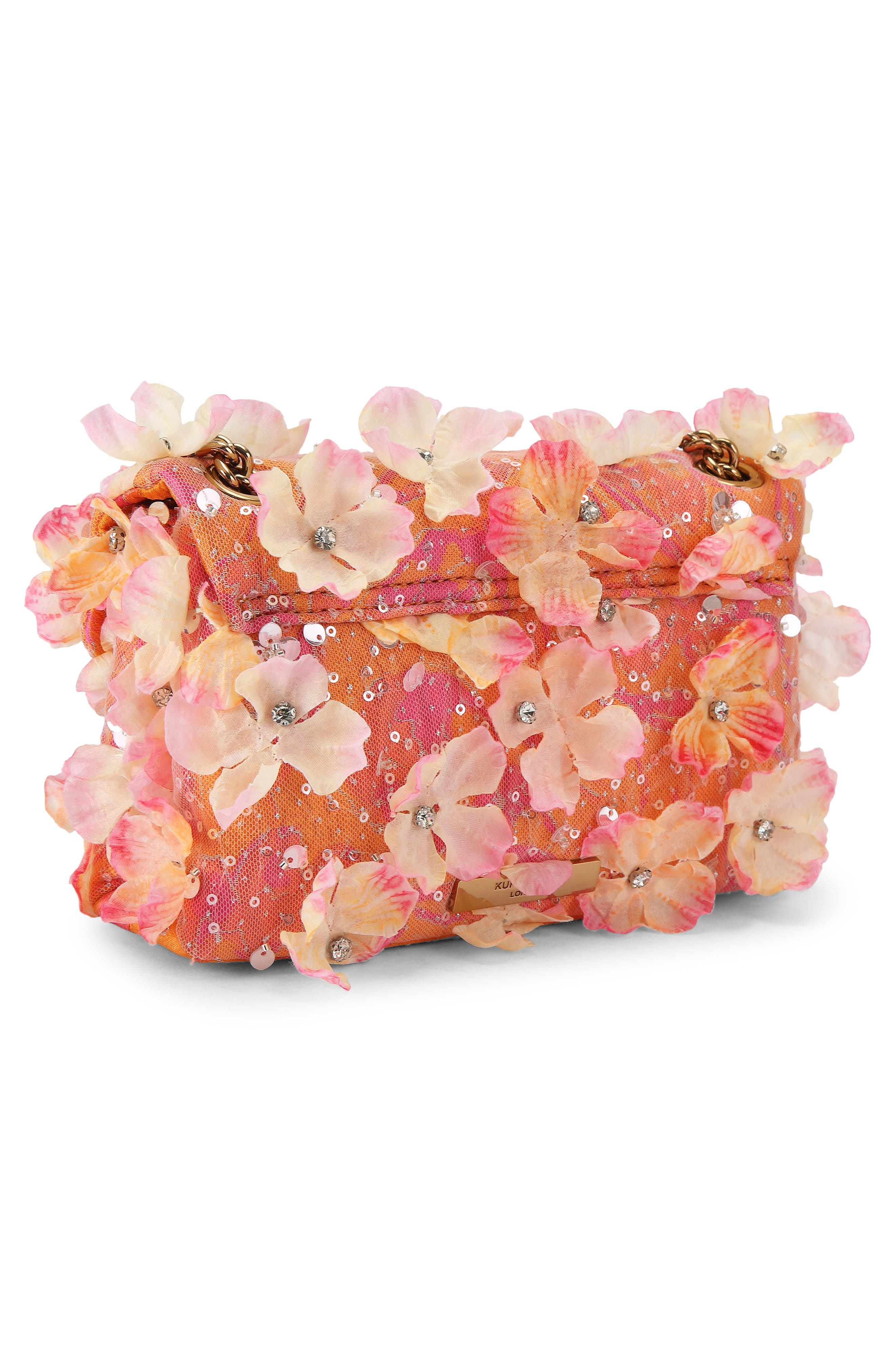Kurt Geiger London Mini Kensington Flowers Covertible Shoulder Bag, Alternate, color, Light/ Pastel Orange